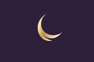 Obraz na płótnie Canvas a gold crescent logo on a dark purple background with a gold crescent on the left side of the image and a dark purple background with a gold crescent on the right side. generative ai