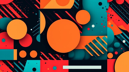 Abstract desktop wallpaper with a cool and dynamic design, combining geometric elements and a bold color palette. Generative Ai.