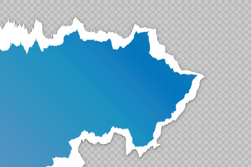 Gradient scrap paper with long torn edge on transparent background