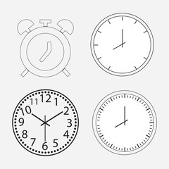 Vector Time and Clock icons in thin line style.