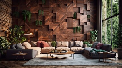 Obraz na płótnie Canvas Modern interior design of a living room in an apartment. Generative AI