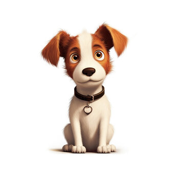 Cute Jack Russell Terrier - dog cartoon illustration - Generative AI, AI generated