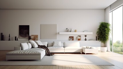 Modern interior design of a living room in an apartment. Generative AI