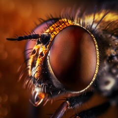 Focused macro image of a fly's eye