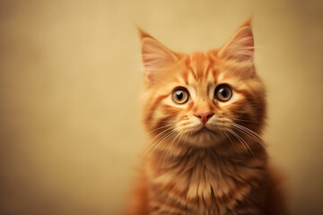 Ginger cat portrait studio shot