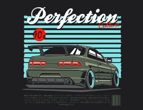 car illustration image for t-shirt design vector