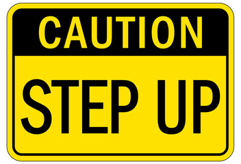 Step up warning sign and labels