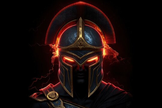 Spartan warrior with divine armor, fantasy concept, digital illustration. Generative AI