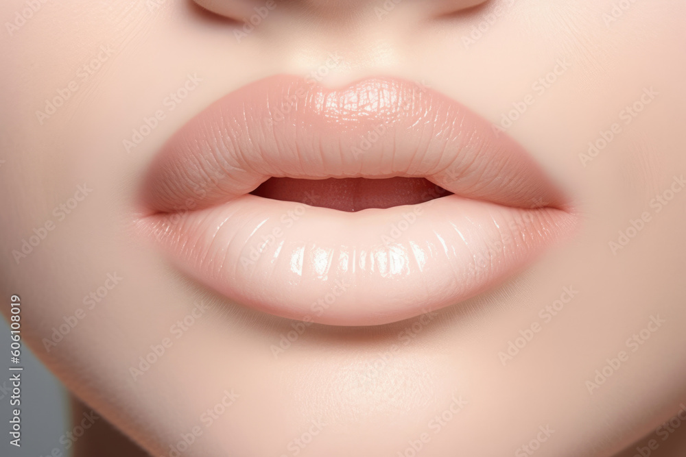 Poster soft creamy lips that look heaven sent.. ai generation. generative ai