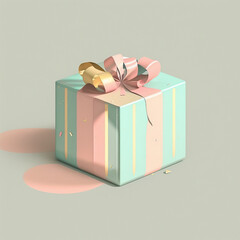 Ai generated illustration pastel color gift boxes set with pastel ribbon bow