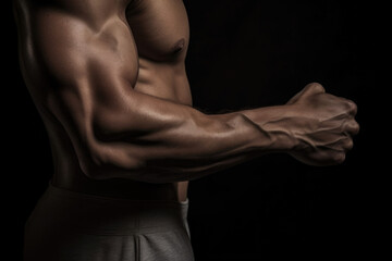Fototapeta na wymiar Firm and defined biceps a testimony to passion and resolve.. AI generation. Generative AI