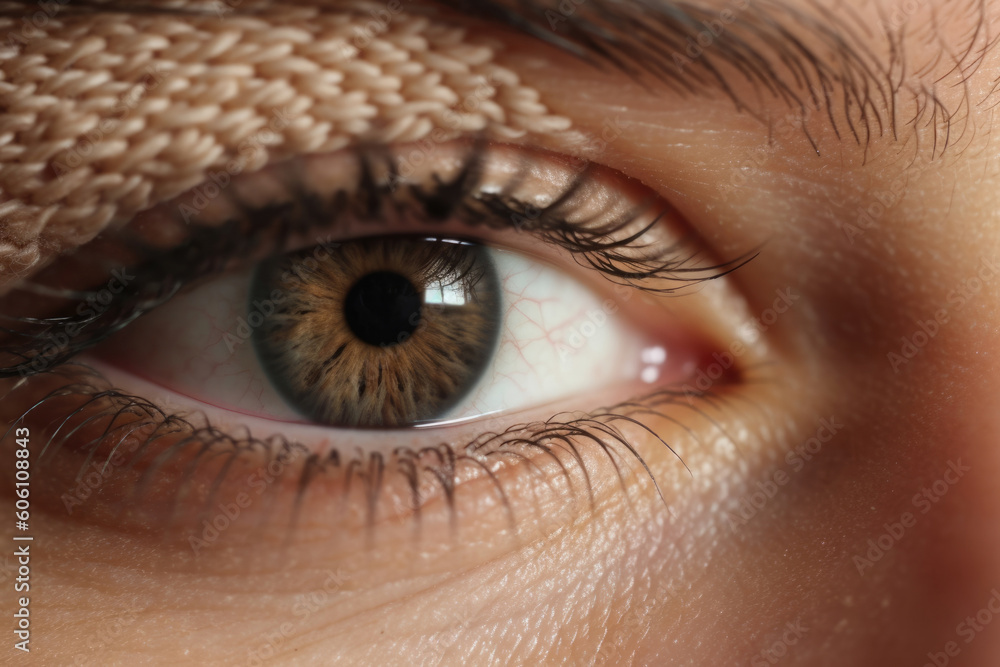 Poster brows knitted in focus driven by ambition. ai generation. generative ai