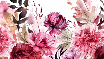 Happy mother's day background vector. Watercolor floral wallpaper design with pink carnation flowers, leaves. Mother's day concept illustration design for cover, banne