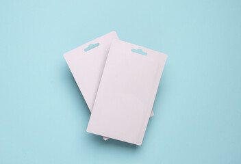 White empty id card on blue background