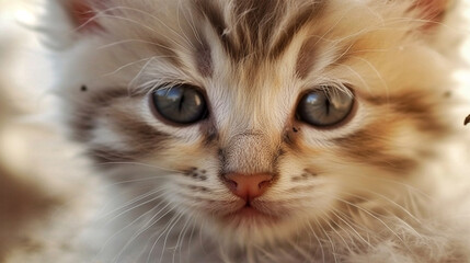 Cute cat face expression on the wall texture with watercolor effect. Generative Ai.