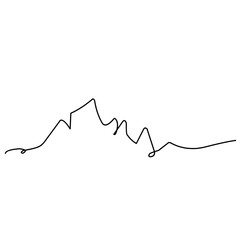 Vector mountains continuous line icons isolated on white