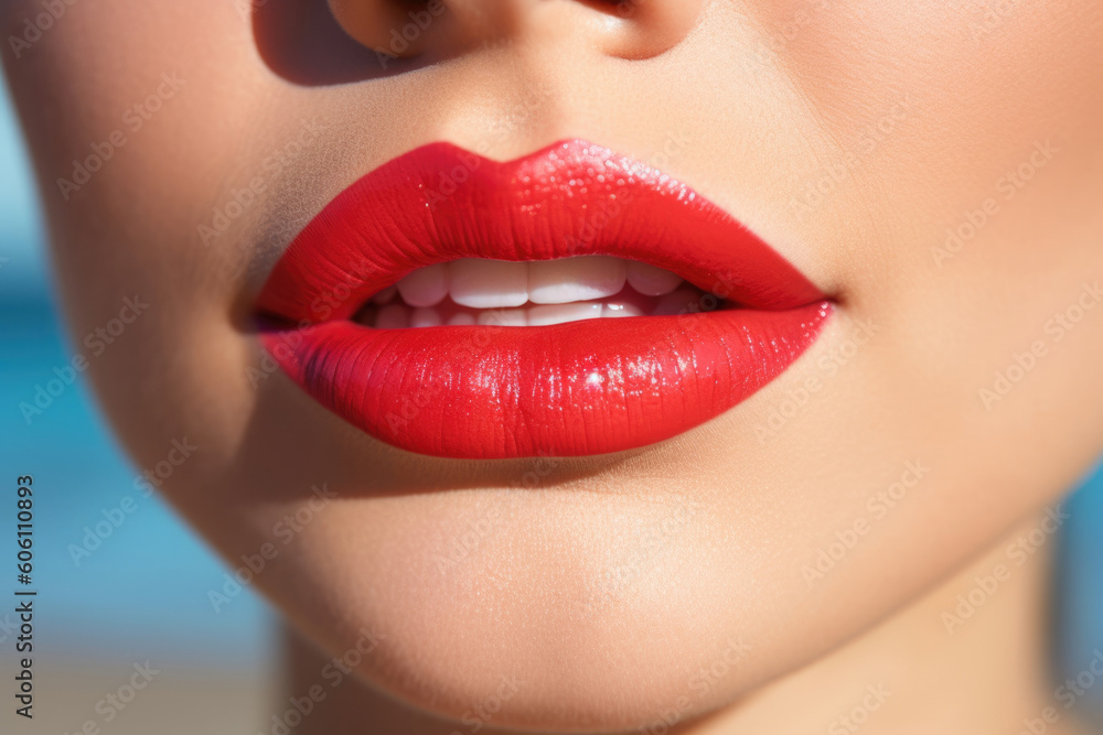 Poster lips that are deliciously inviting.. ai generation. generative ai
