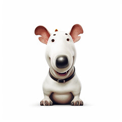 Cute Bull Terrier - Cartoon dog illustration - Generative AI, AI generated