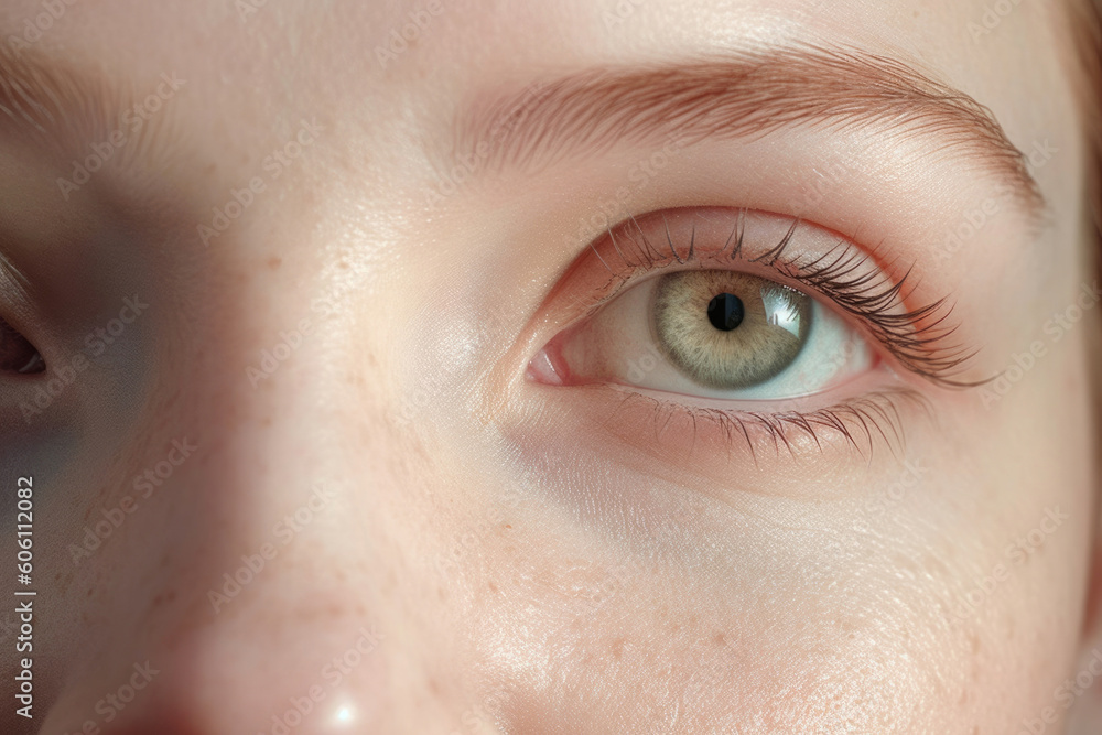 Poster smooth unblemished skin defined by mindful morsels of nourishment.. ai generation. generative ai