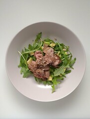 meat with salad