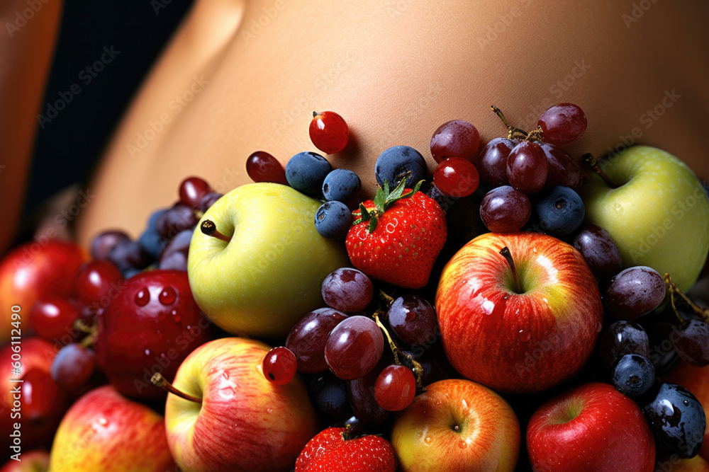 Poster healthy curves proof of the power of a balanced diet.. ai generation. generative ai