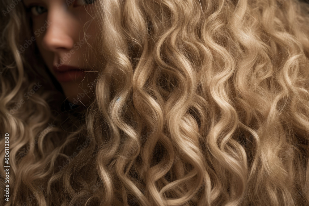 Poster a textured wonderland of lush lush locks inviting further exploration.. ai generation. generative ai