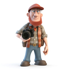 Obraz premium 3d illustration of photographer holding a camera created with generative AI