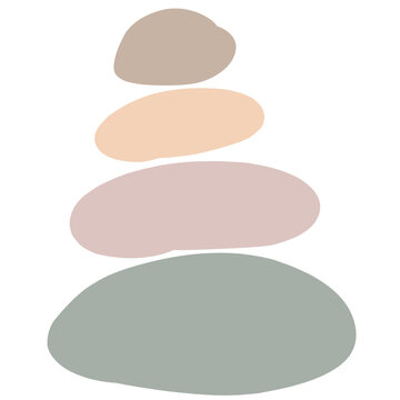 Meditation stones flat vector illustration. Abstract pyramid stone shape isolated on white background. Color image of stacked pebbles. Cool print, t-shirt design element. Zen balance and concentration