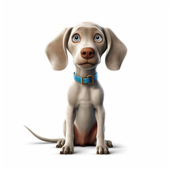 Cute Weimaraner - Cartoon dog illustration - Generative AI, AI generated