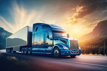 Obraz na płótnie Canvas Truck on a road. Generative AI