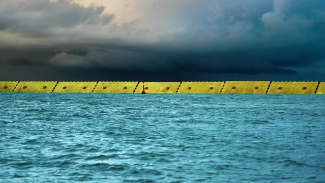 Mobile dam that closes the Venice lagoon to save it from floods.