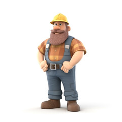 Cartoon 3d character of construction worker created with generative AI