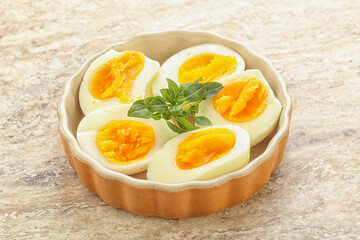 Boiled chicken egg for breakfast