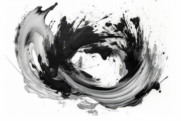 An abstract black and white painting with a textured grunge effect. Generative AI