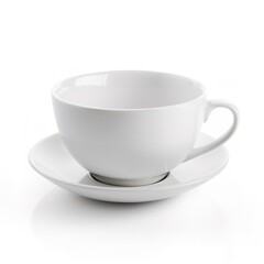 white cup of coffee isolated on white background