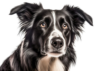 A charming black and white dog staring at the viewer. Generative AI