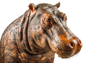 A hippopotamus staring directly at the viewer. Generative AI