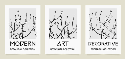 Collection of minimalist aesthetic posters and abstract elements. Set of modern trend style. Vector minimalism illustration. For printing, wall decor, prints, postcard.