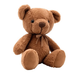 A brown teddy bear sitting on a black background, isolated and with a transparent background. Generative AI