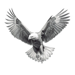 Pencil drawing of an eagle in flight.