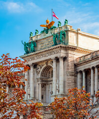 Hofburg palace on Heldenplatz square in Vienna, Austria (inscription 