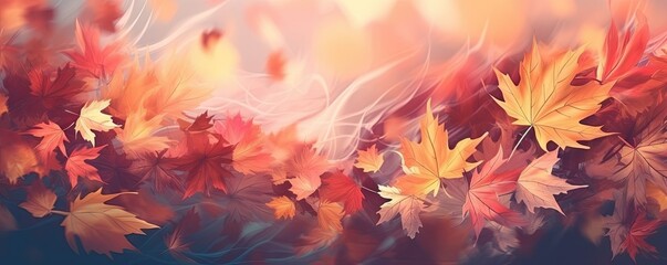 Abstract Background with Autumn Leaves in Rich Orange Generative AI illustrations