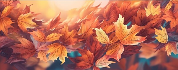 Naklejka na ściany i meble Abstract Background with Autumn Leaves in Rich Orange Generative AI illustrations