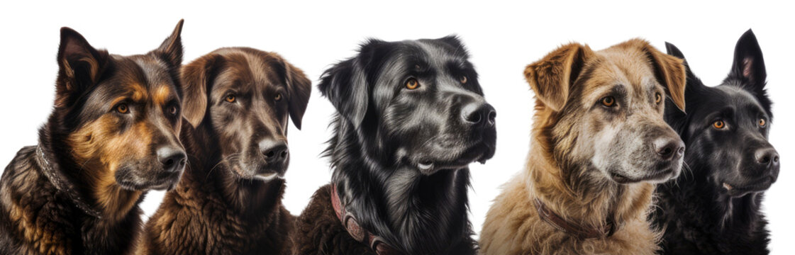 A group of dogs posing for the camera. Generative AI