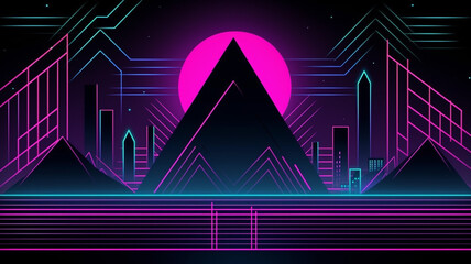 Naklejka premium Neon black background created with generative AI tools