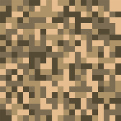 Digital camouflage in brown tones. Seamless vector pattern. Pixel grid for military themes and creative ideas