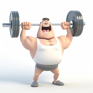 Cartoon 3d Of Body Builder Lifting Weight Created With Generative AI Tools