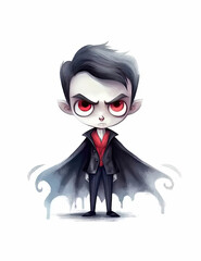 Cartoon Vampire, Dracula, Halloween, Kids, Funny, Spooky. Generative AI