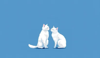 Foto auf Acrylglas minimalism in a postcard with animals, blue background © Яна Деменишина
