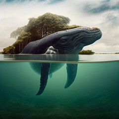 Animal aquático mamifero baleia dentro da agua - obrazy, fototapety, plakaty